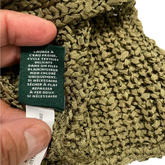 Lauren Ralph Lauren Darbye Tape Crochet Sweater Womens Small Green Textured Knit - Picture 11 of 14
